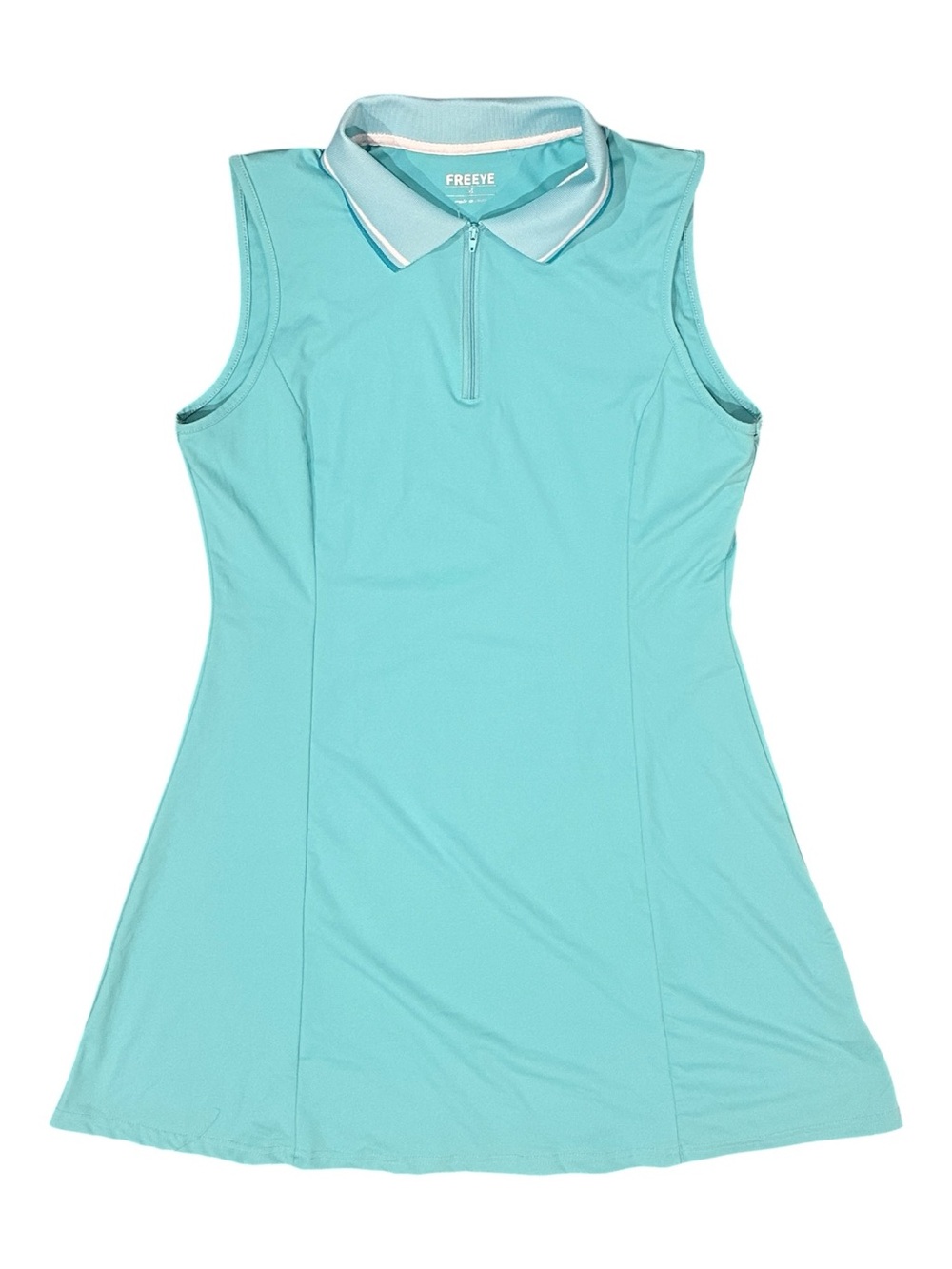 FREEYE Sleeveless Golf Tennis Polo Dress Aqua Blue Medium EUC